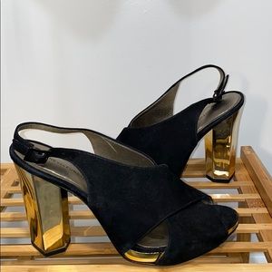 Gold and Black DVF Heels 8.5M